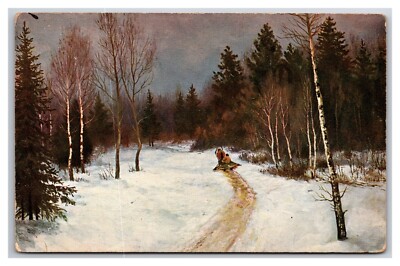 Winter in the Forest Painting By Vasily Perepletchikov UNP DB Postcard U24