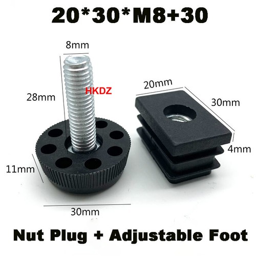 Square Tube Inserts End Caps/Adjustable Table Foot Furniture Leveling Feet/Nuts - Picture 42 of 44