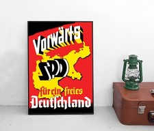 Poster SPD 1949 "Vorwärts SPD für ein freies Deutschland" Plakat Wahlplakat