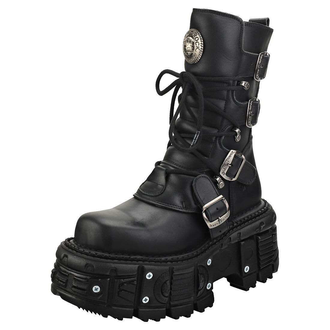 New Rock New Punk And Rock Unisex Platform Boots in Black
