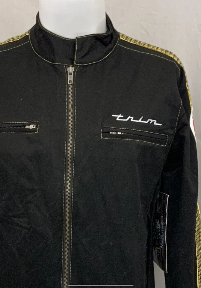 Trim 1969 USA Hot Rod Jacket M Black Cotton Zip Smith Race Car NWT YGI P1-468 - Image 3 of 4