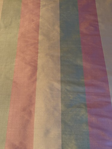6 YDS SILK STRIPES DRAPERY UPHOLSTERY FABRIC - Picture 2 of 3