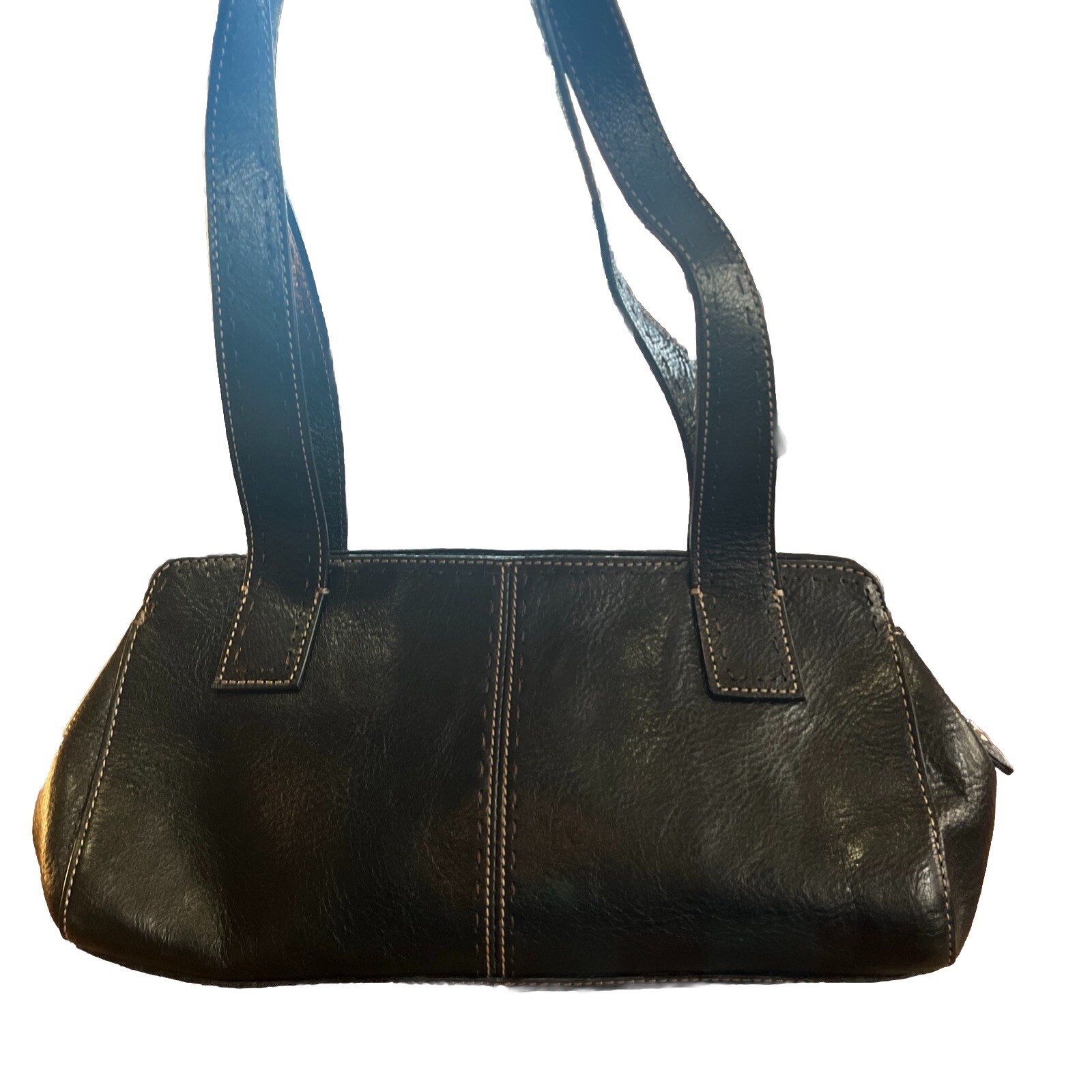 Vintage Fossil ZB9015 Sedona Saddle Leather Black Handbag Purse