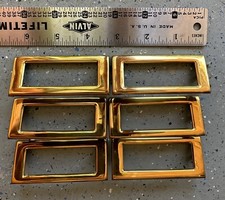 Antique Brass Filing Cabinet Label Holders Furniture Restoration - set of six