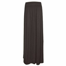 Womens Ladies Celeb Fold Over Waist Full Length Jersey Gypsy Maxi Skirt 8-26