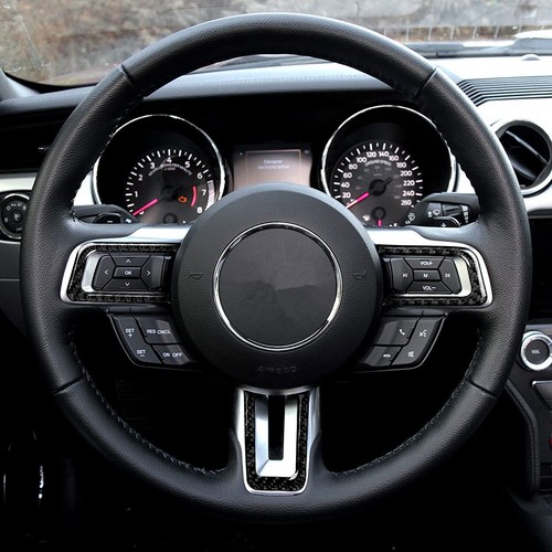 For Ford Mustang 2015-2020 Red Car Carbon Inner Steering Wheel Button Cover Trim - Bild 7 von 18