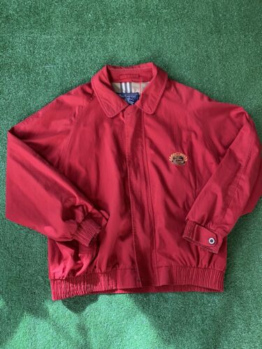 Vintage Red Burberrys' of London Crest Bomber Jack