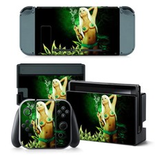 Nintendo Switch Skin Design Foils Protection Films Set - Cannabis Girl Motif