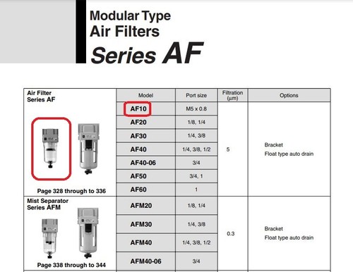 SMC AF10-M5 Air Filter Module 5um M5 x 0.8 Ports 1-Pc. Free Shipping, New!! - Picture 7 of 7