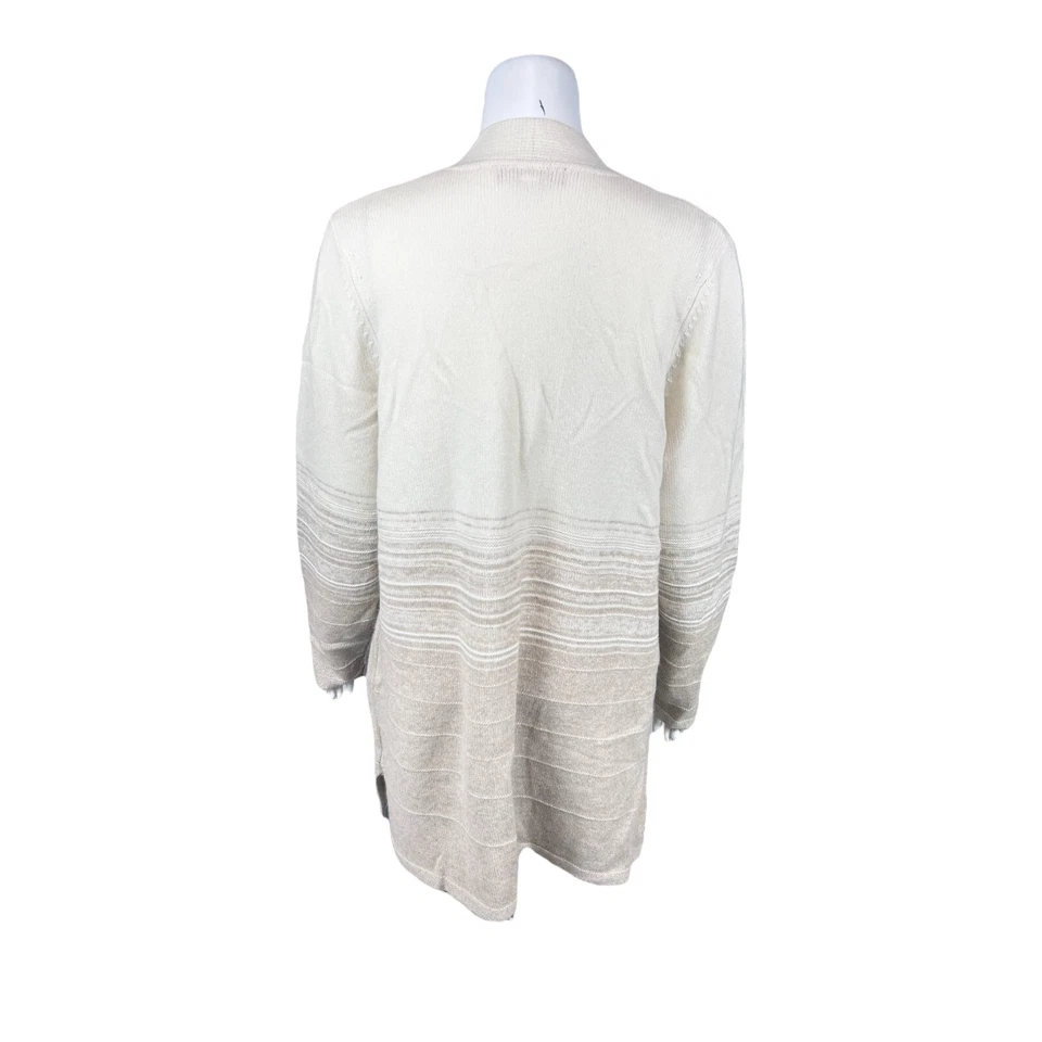 Isaac Mizrahi Women's 2-Ply Cashmere Open Front Ombre Cardigan Mocha Large Size - Image 2 of 2