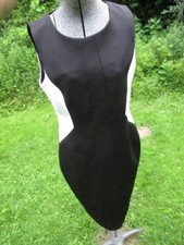 Tommy Hilfiger Summer Sleeveless Dress Black & White Size 8 Zip Back Color Block