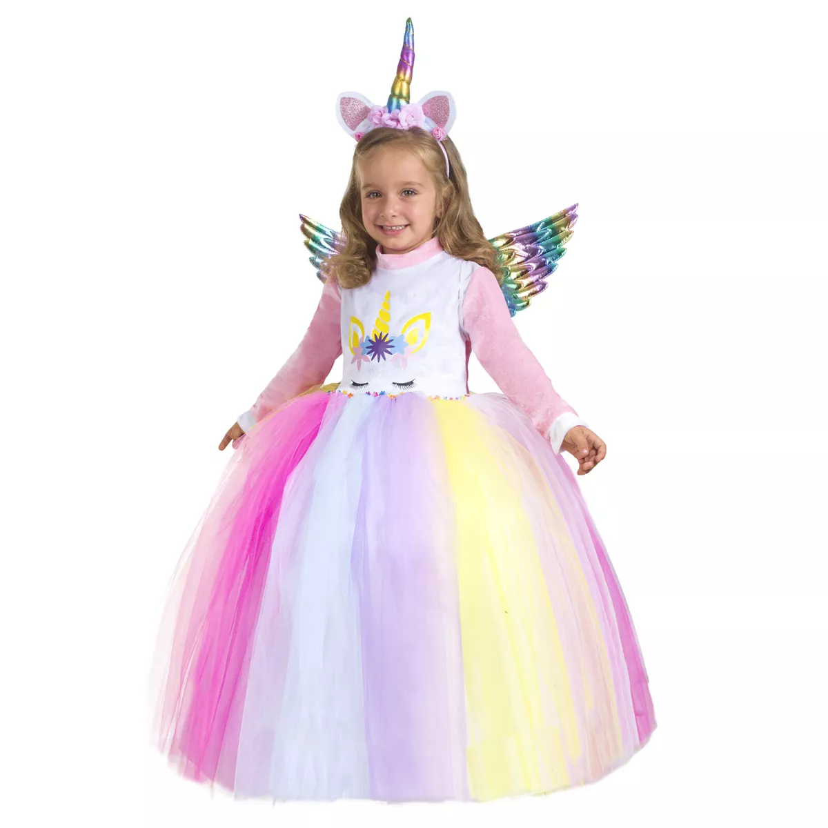 Costume unicorno arcobaleno bambina Carnevale Vestito Pegasus