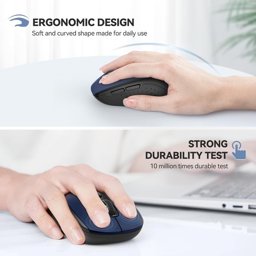 Bluetooth Wireless Mouse, 2-in 1 Bluetooth 5.0 & 3.0 Mouse 2.4G Wireless Portabl - Picture 4 of 8