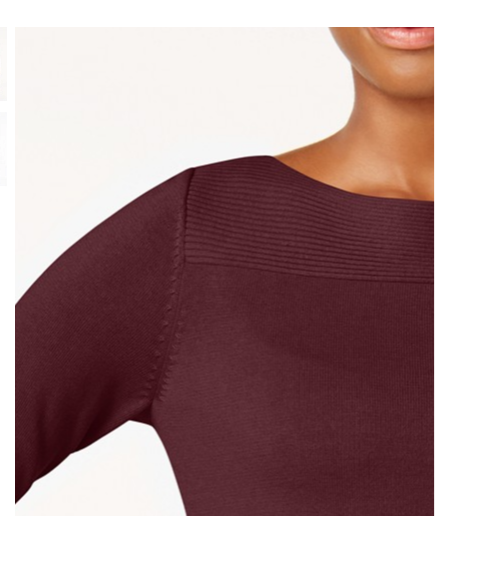 Karen Scott Women's XS 2-4 Merlot Cotton Ballet Neck Sweater NWT $46.50 | eBay