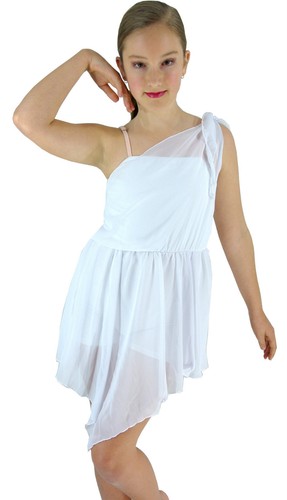 White Silver-Grey Grecian Lyrical Ballet Modern Dance Costume Dress - 6 8 10 12 - Picture 2 of 8