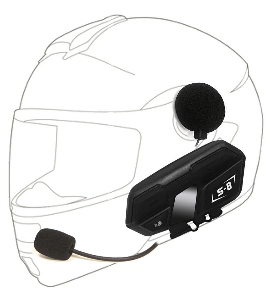 Sykik SRS8 Bluetooth Intercom for Motorcycle Helmet 4-Way 4 Rider 1200m  Range | eBay
