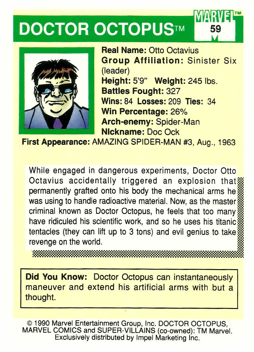 Doctor Octopus Marvel Card Price Guide – Sports Card Investor