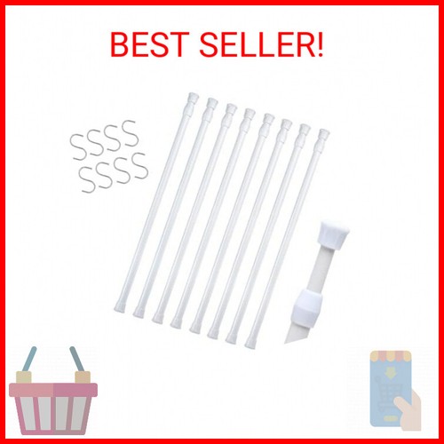 8 Packs Small Tension Rods 16 to 28 inch Spring Adjustable Bars for Camper RV Re