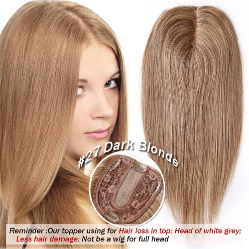 Damen DICK Echthaar Toupet Toupee Topper Clip In Remy Human Hair Haarteile Glatt - Bild 19 von 24