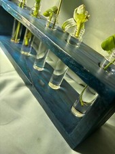 Plant Propagation Station with 5 Test Tubes in Wooden Stand - Handmade