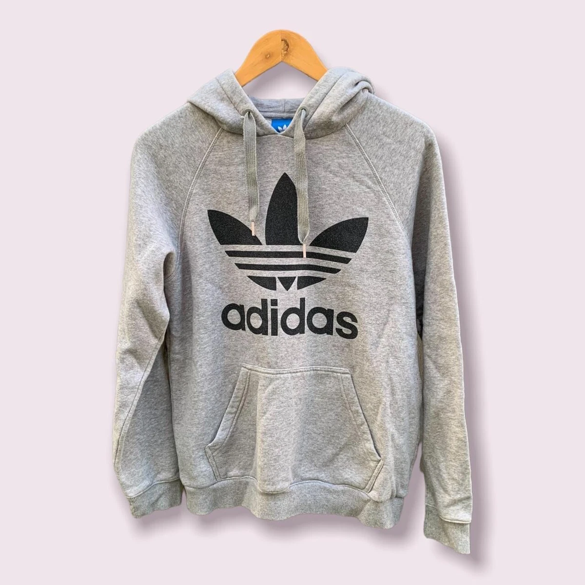 Grey adidas hoodie shop with white logo