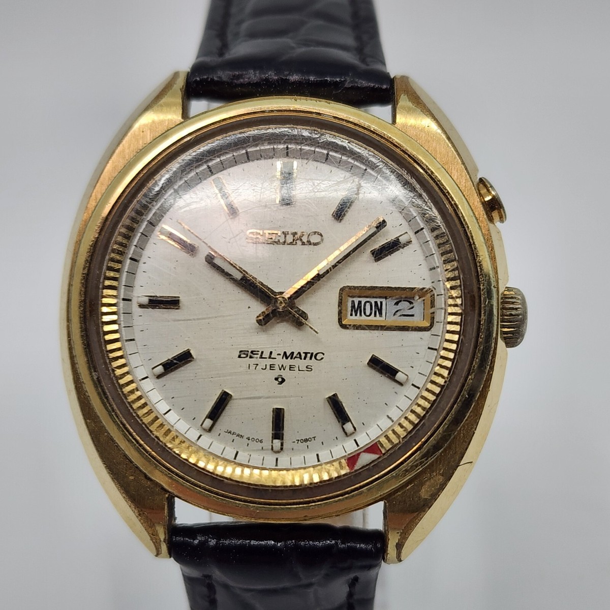 Vintage Seiko BellMatic Stainless Steel Auto Alarm Mens Watch 4006