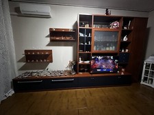 Parete Attrezzata Soggiorno, Marrone E Blu. Possibilità Di Aggiunta Angolo.