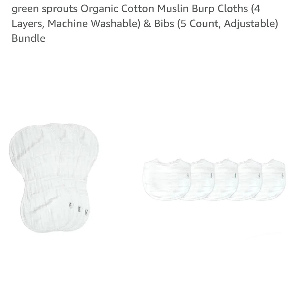 Paquete de paños y baberos de muselina de algodón orgánico Green Sprouts Foto 2 de 4