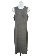 Nine West Women's Gray Ribbed Sleeveless Midi Tank Dress - M