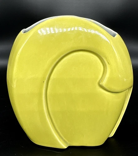 Red Wing Belle Kogan Disc Nesting Vase 6.75" Yellow Ceramic Art Deco Pottery