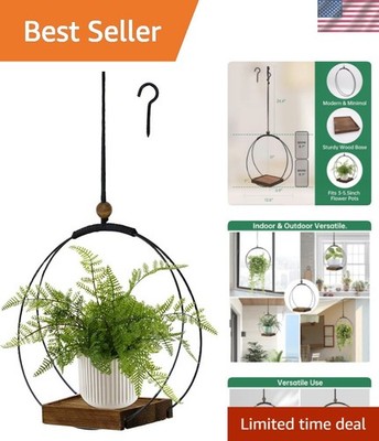 Hanging Planter for Indoor Plants, Black Plant Hanger Indoor with Sturdy Wood...