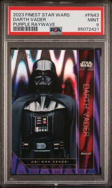 2023 TOPPS FINEST STAR WARS DARTH VADER PURPLE RAYWAVE /75 #FN43 PSA 9