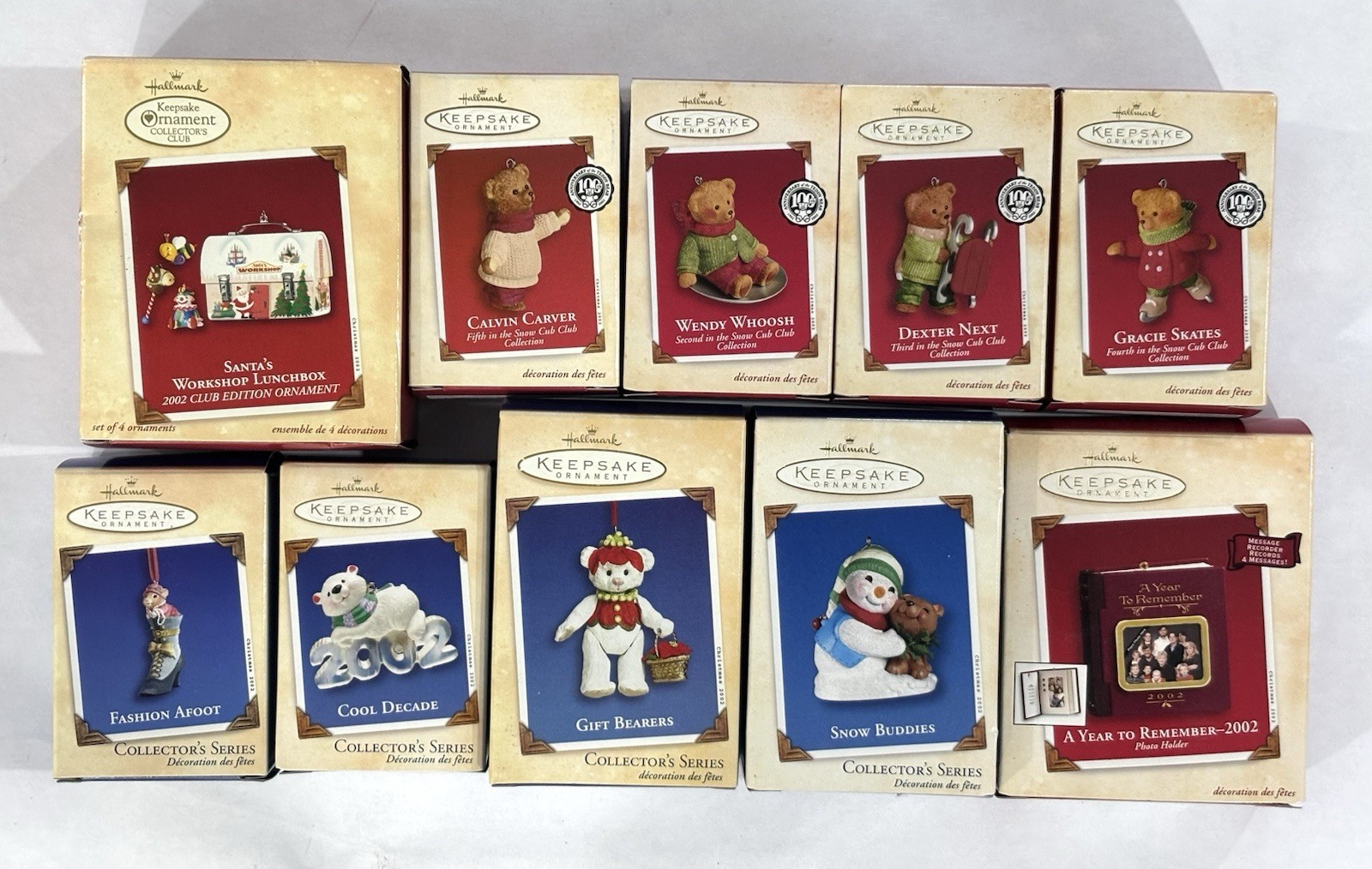 *NEW / NEVER OPENED* - Lot Of 10 - HALLMARK KEEPSAKE ORNAMENTS - Year 2002