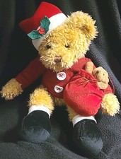 Russ Berrie 10" Christmas Sammy Santa Teddy Bear Plush Stuffed Animal Doll
