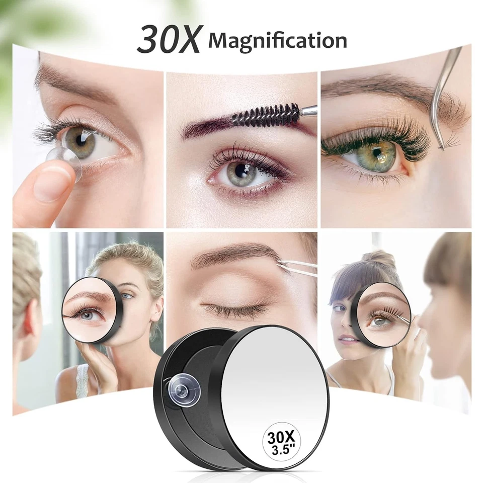 MIYADIVA 30X Magnifying Mirror, Small Magnifying Mirror with Suction Cup and Twe - Image 3 of 4