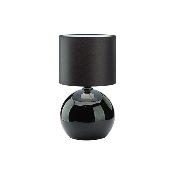 Tischleuchte Glas Stoff Schirm Schwarz E27 36 Cm Nachttisch Lampe Blendarm-image