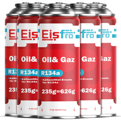 Kältemittel EISFRO 5x R134a anlage Ersatzgas PAKET für Autos Befüllen