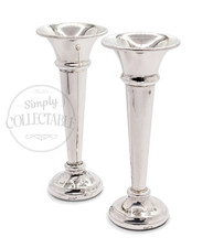 Pair of Sterling Silver Trumpet-Shaped Vases
