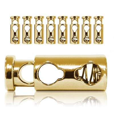 Kordel-Stopper Metall, Set aus 8 Stück, Kordel-Klemme, gerade Form (Doppel-Loch)