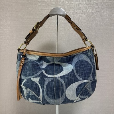 バッグ Coach Shoulder Bag Hobo vintage Rare Vintage Coach Blue Denim Jumbo Signature Hobo Shoulder Bag