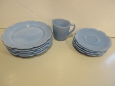 Vintage Jeannette Blue Delphite Cherry Blossom Depression Glass 10 Piece Set