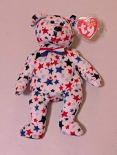 Star the Bear - Ty Beanie Baby (White, Red, Blue, 2003, MWMT, Plush, Toy, Stuffe