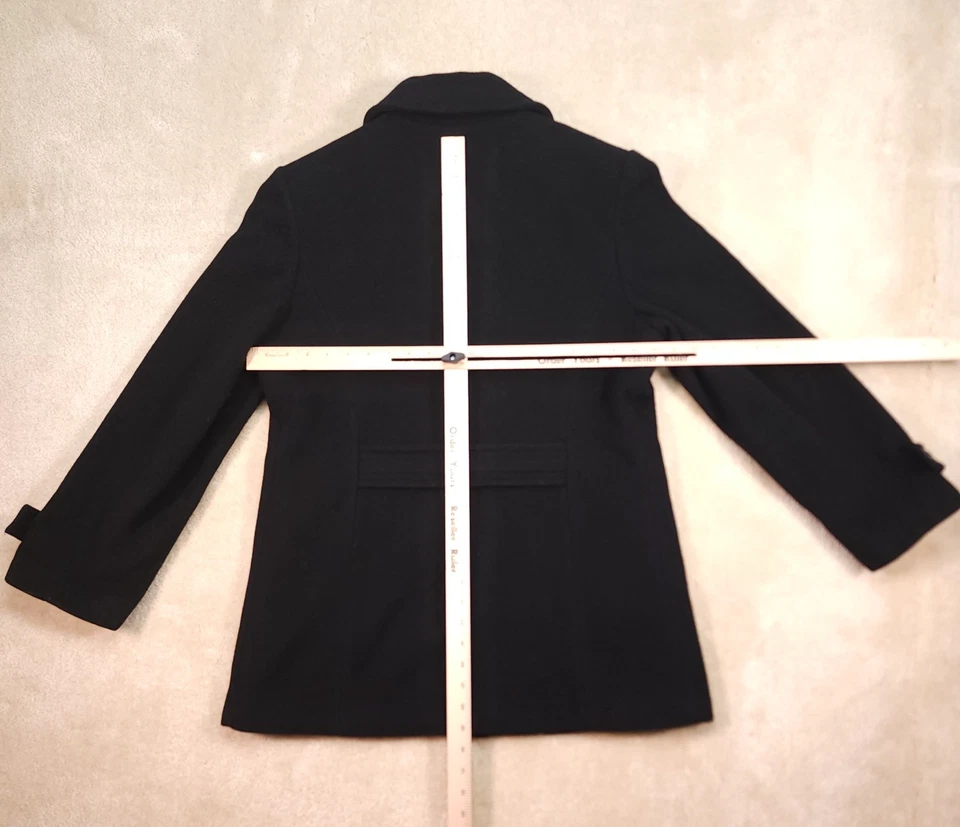 Chaqueta Croft & Barrow Adulto Grande L Mujer Negra Abotonada Chaquetón Peso Pesado Foto 4 de 4