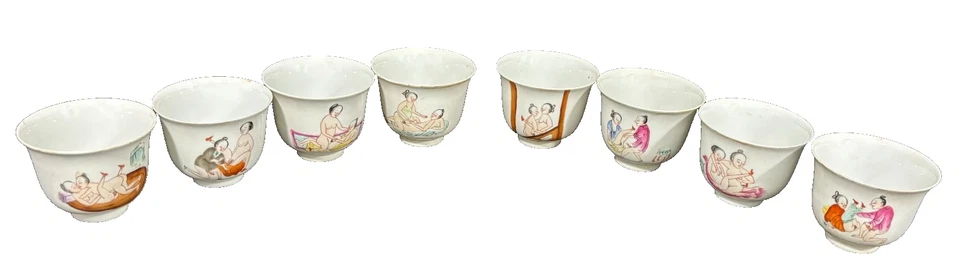 Set of 8 Chinese Famille Rose Porcelain Teacups 19TH C - Image 1 of 4