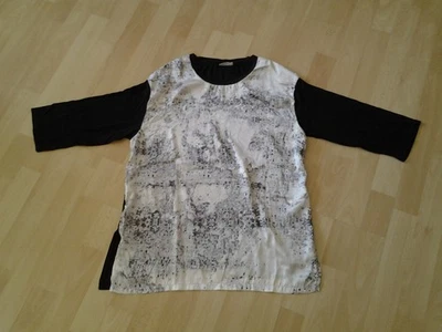 T-SHIRT NOIR / BLANC IMPRIME MANCHES ¾ Taille L NEUF - Photo 1/4