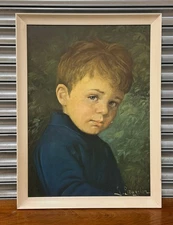 Vintage 1960s “Alfie in Tears” Print by Giovanni Bragolin – Framed Crying Boy