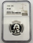 1960 Washington Silver Proof Quarter 25C NGC PF68 PR68 US 90% Coin BM1