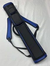 J&J 4x8 Black Duranylon W/ Blue Accents 4 Butt 8 Shaft Pool Cue Case