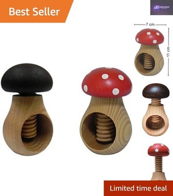 Einzigartiges dunkelbraunes & Fliegenpilz Nussknacker Set - handgefertigtes Buchenholz Design
