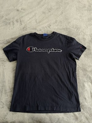 Dunkelblaues Champion T-Shirt mit 3D Teddystoff Logo Basic